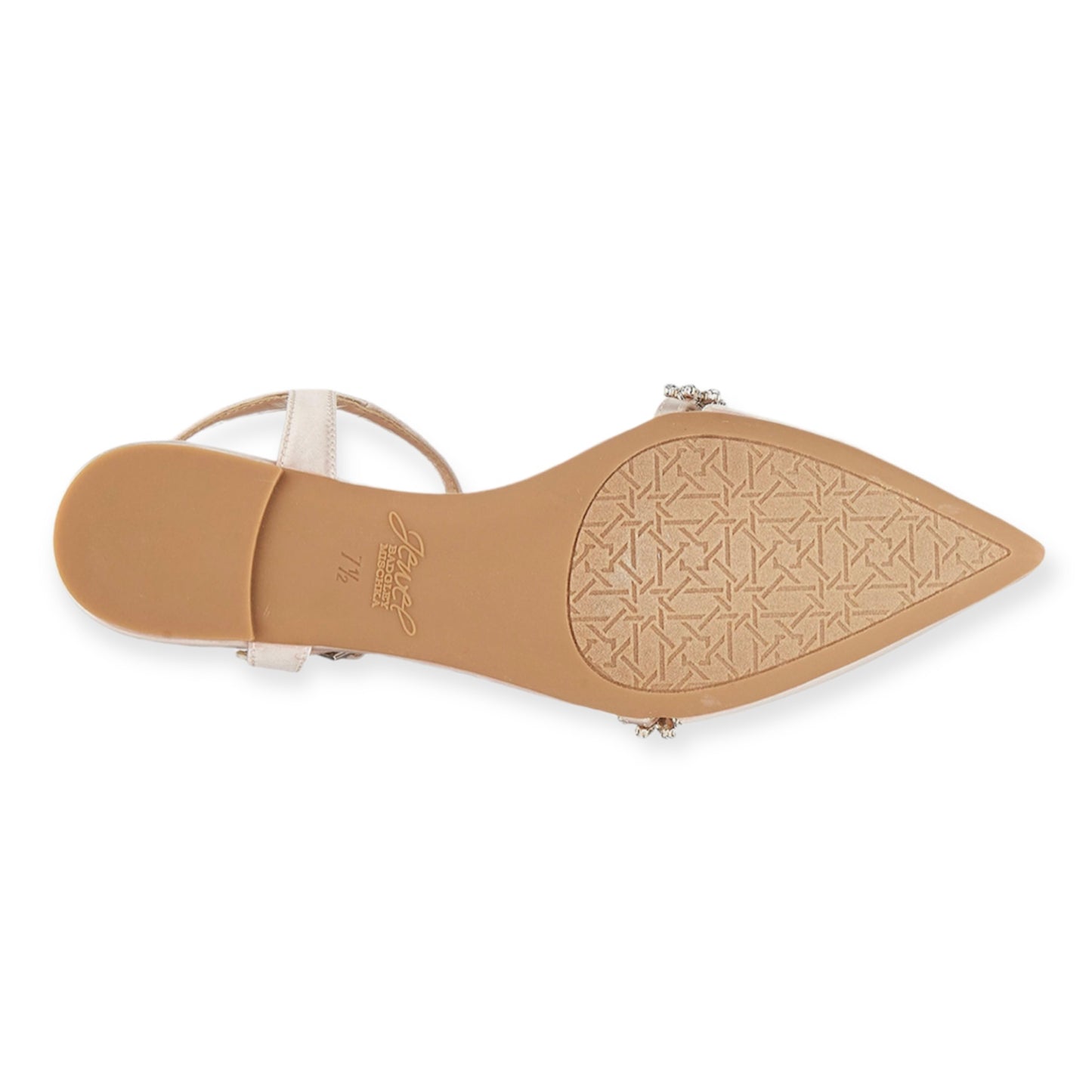 RAE Champagne Satin Rhinestones Pointed Toe Size 8 Women's Flats