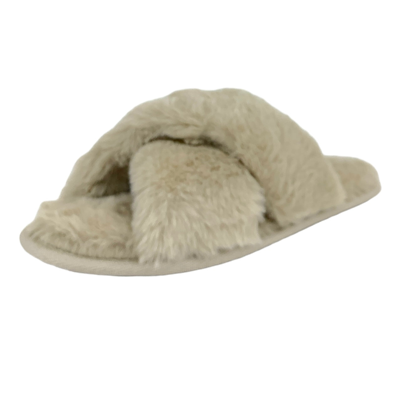Women's Fuzzy Furry CrissCross Slip On Flats Slippers