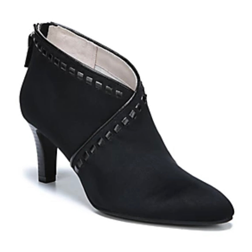 GIADA Comfort Black Suede Pointed Toe Booties Women's Ankle Boots