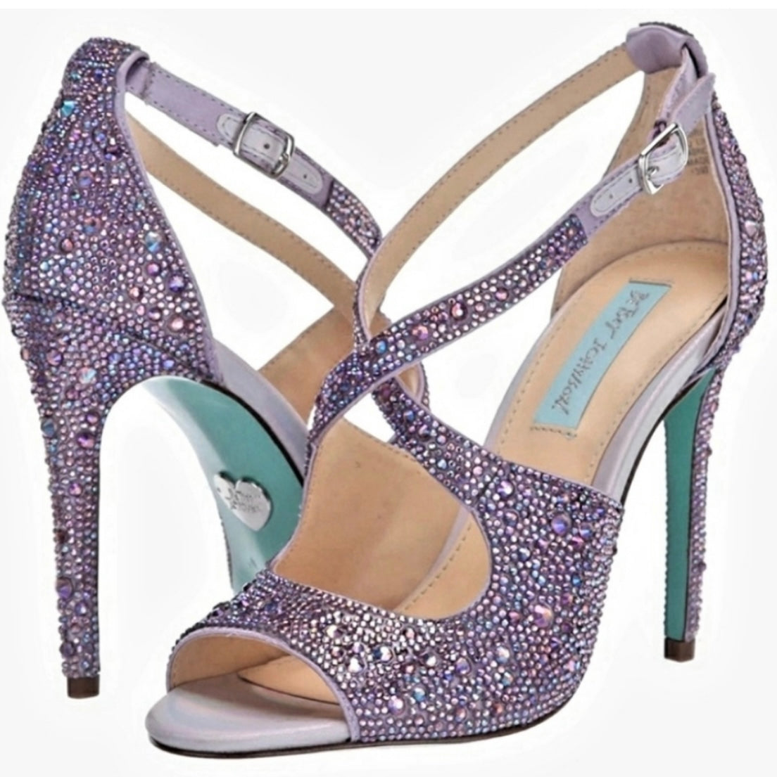 SB-SAGE Lilac Ankle Strap Rhinestone Stiletto Heel Women's Dress Sandals