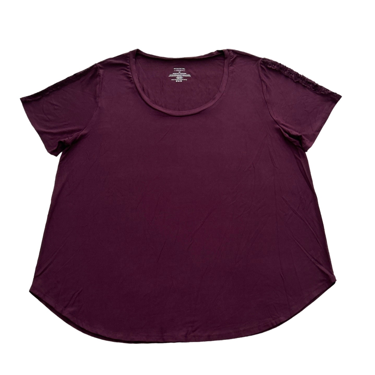Purple Short Sleeve Scoop Neck Plus Size 3X Stretch Tops Women's T-Shirt