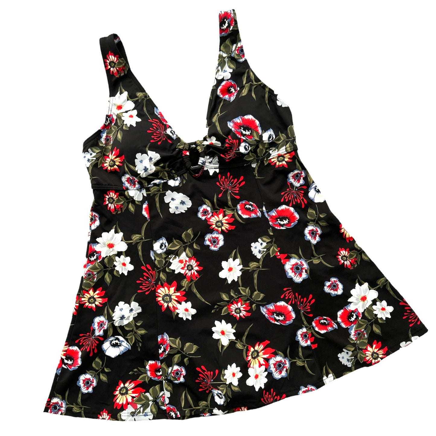 Thighs Black/Floral Print One Piece Women's Dress Swimsuit