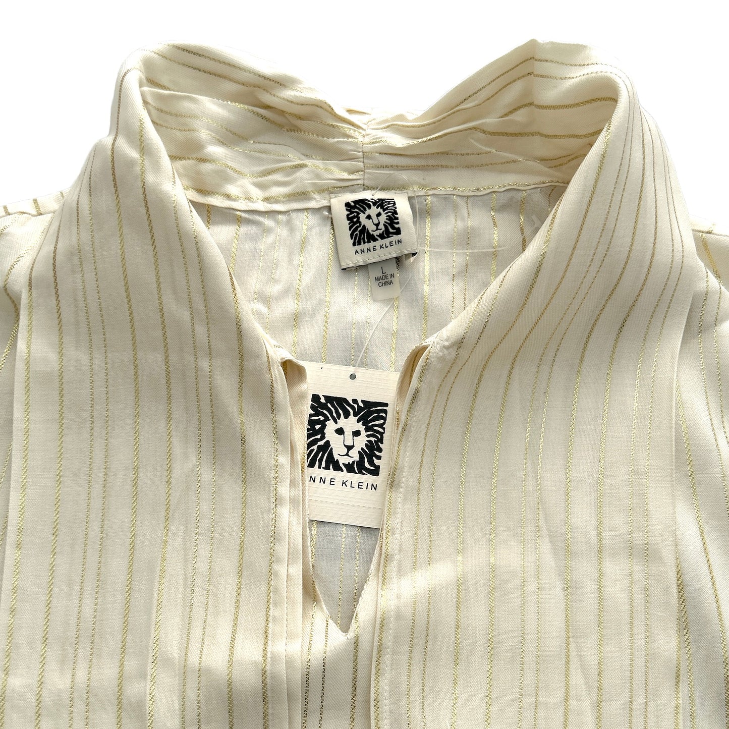 Tie Neck Sleeveless Stripe loose Tops Women's blouse