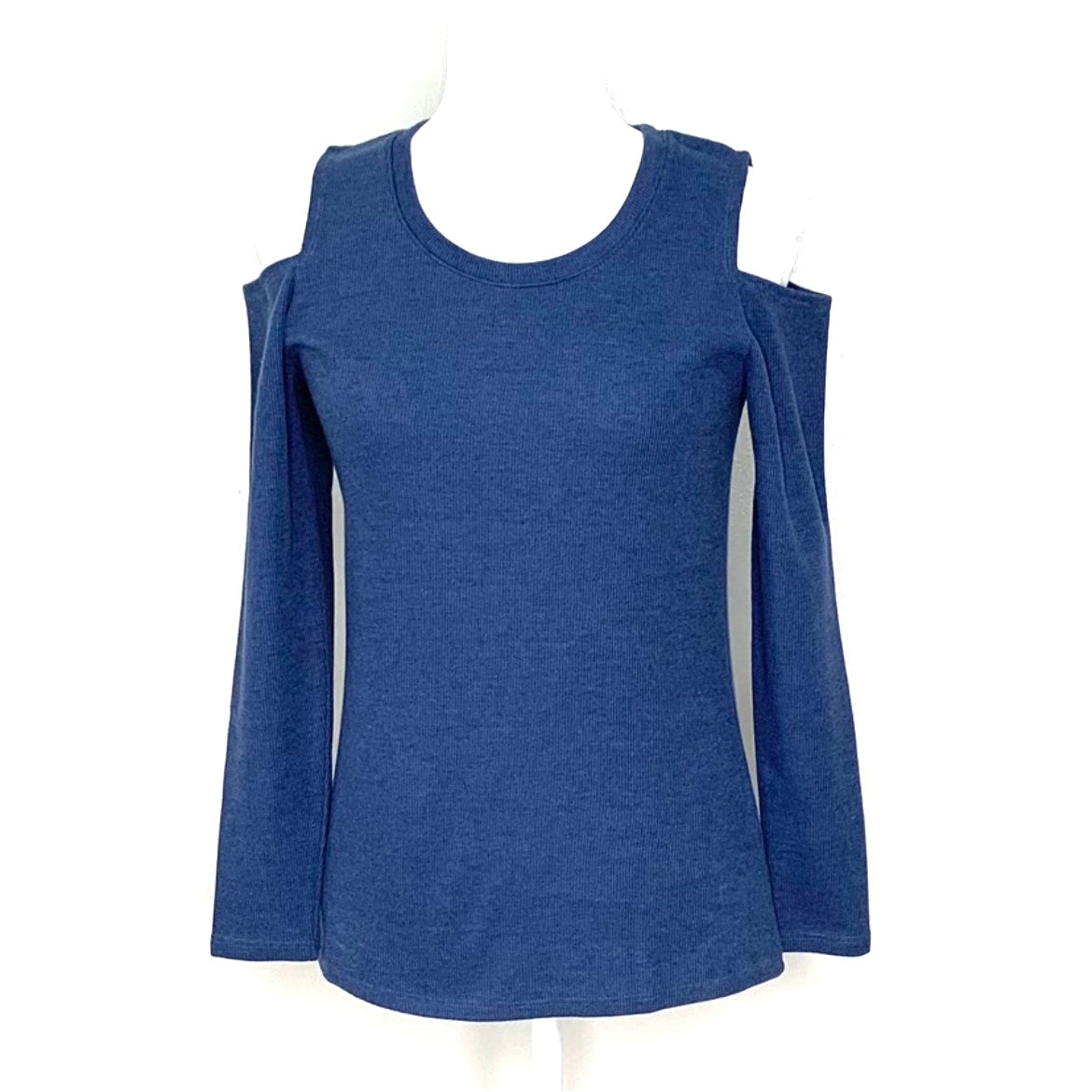 Blue Cold Shoulder Long Sleeve Size S Petite Women's Sweaters