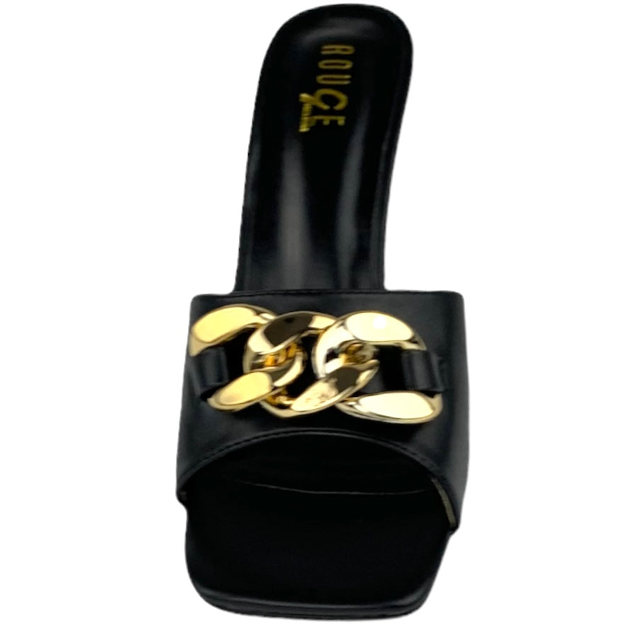 High Heel Square Toe Black Shoes Size 8.5 Women's Sandals