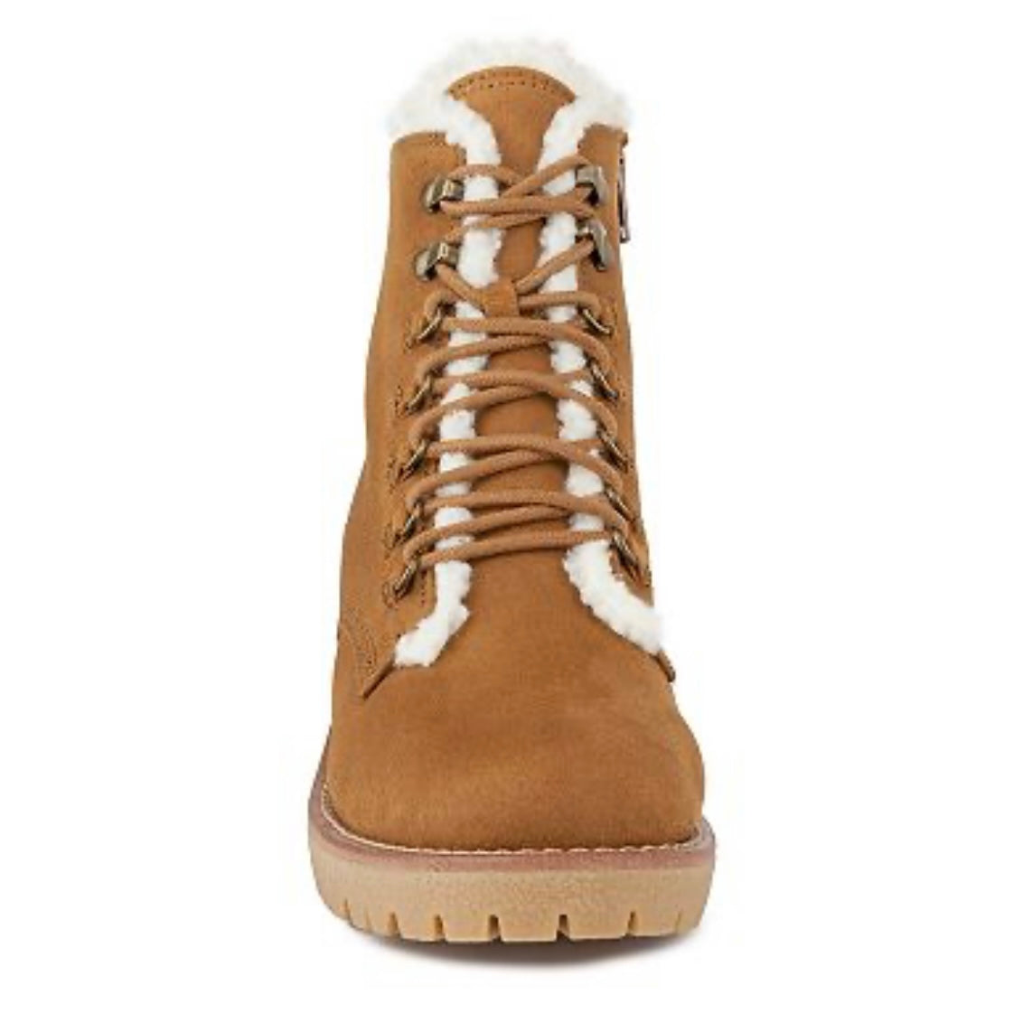 QUIZZER Women's Block Heel Shearling Combat Boot