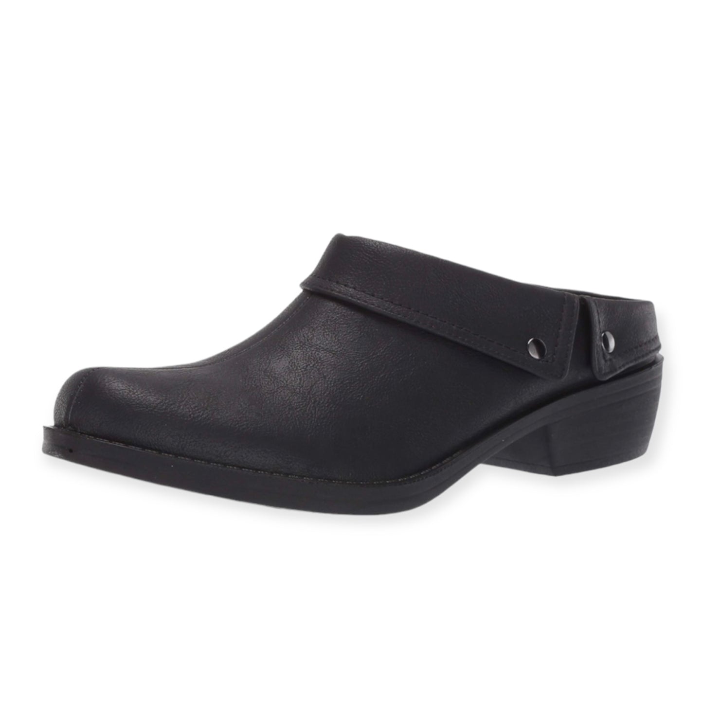 BECCA Comfort Black Slip On Round Toe Block Heel Women's Clogs
