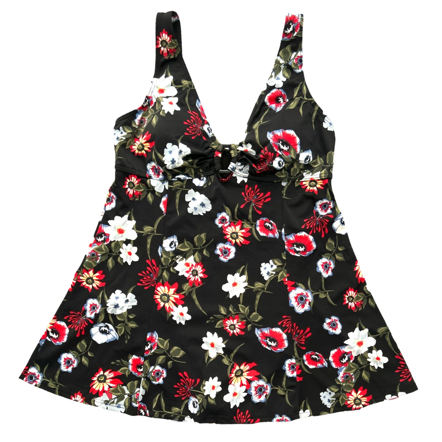 Thighs Black/Floral Print One Piece Women's Dress Swimsuit