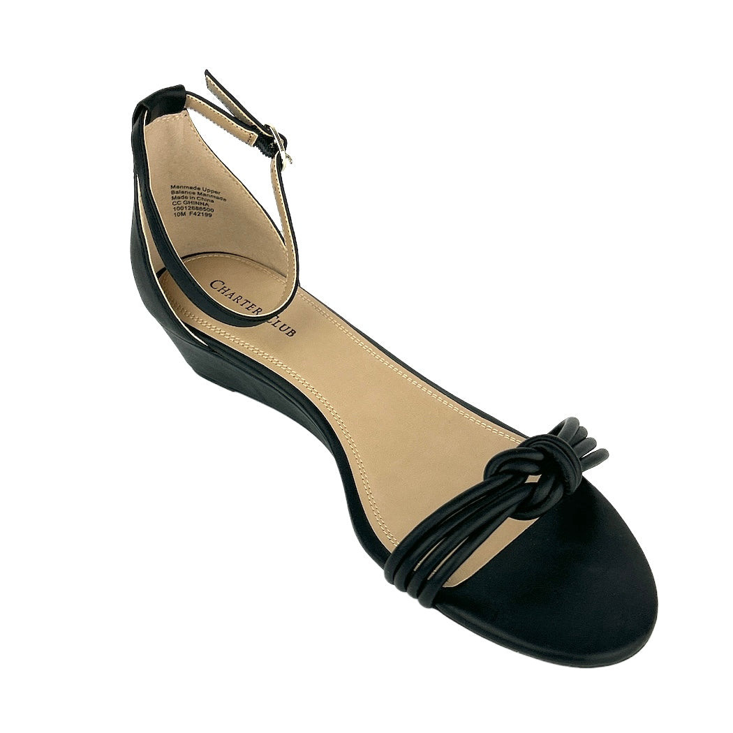 GHINNA Black Size 10M Open Toe Ankle Strap Women's Wedge Sandals