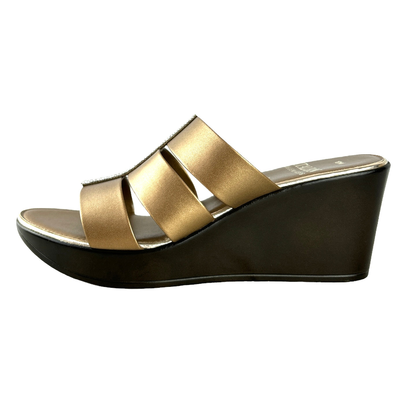 ITALIAN SHOEMAKERS Bronze Metallic Size 10 M Slip On Women's Wedge Sandals