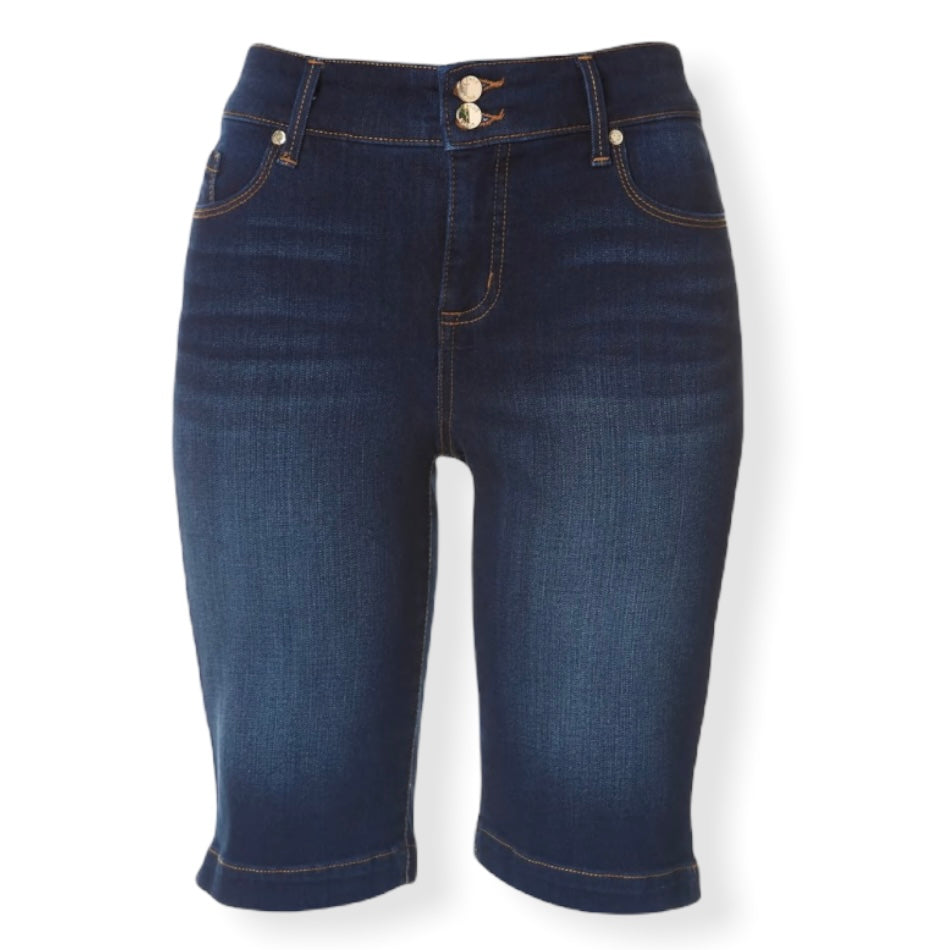Dark Blue Denim Slimming Stretch Women's Bermuda Short