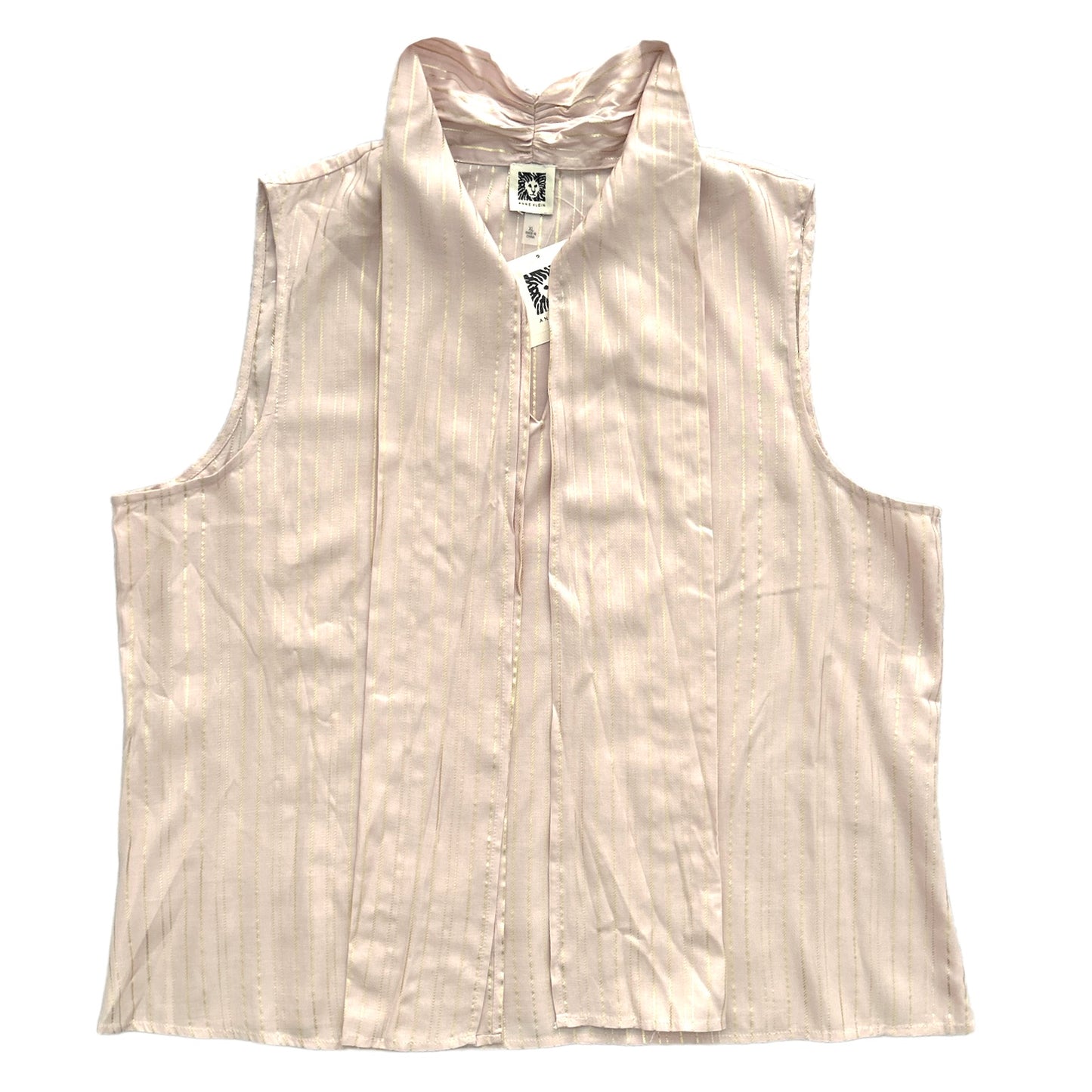Tie Neck Sleeveless Stripe loose Tops Women's blouse