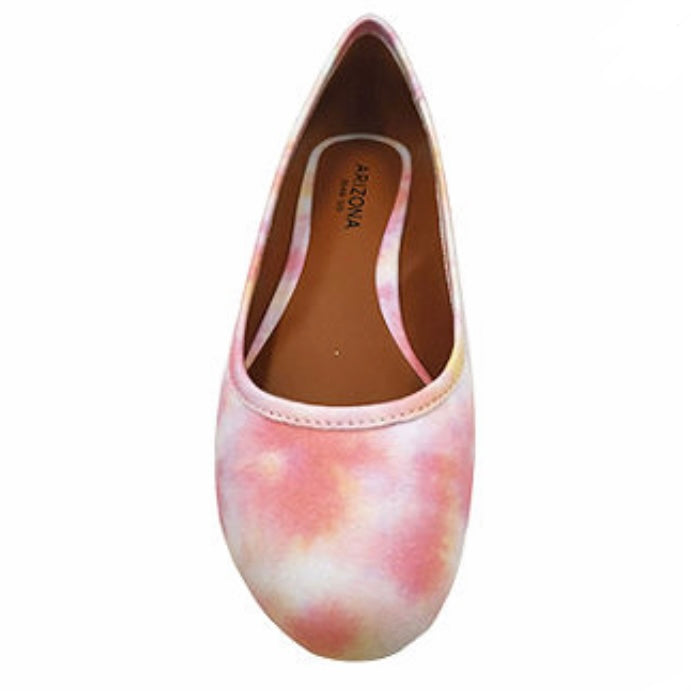 Pink/Yellow Tie dye Round Toe Slip On Size 9 Women's Ballet Flats