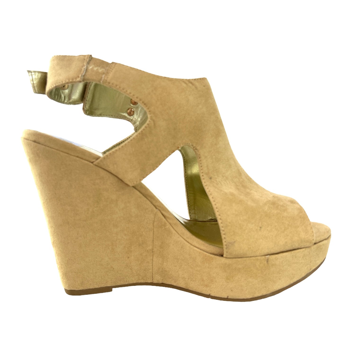 MALOR Beige Round Toe Platform Size 9M Women's Wedge Sandals