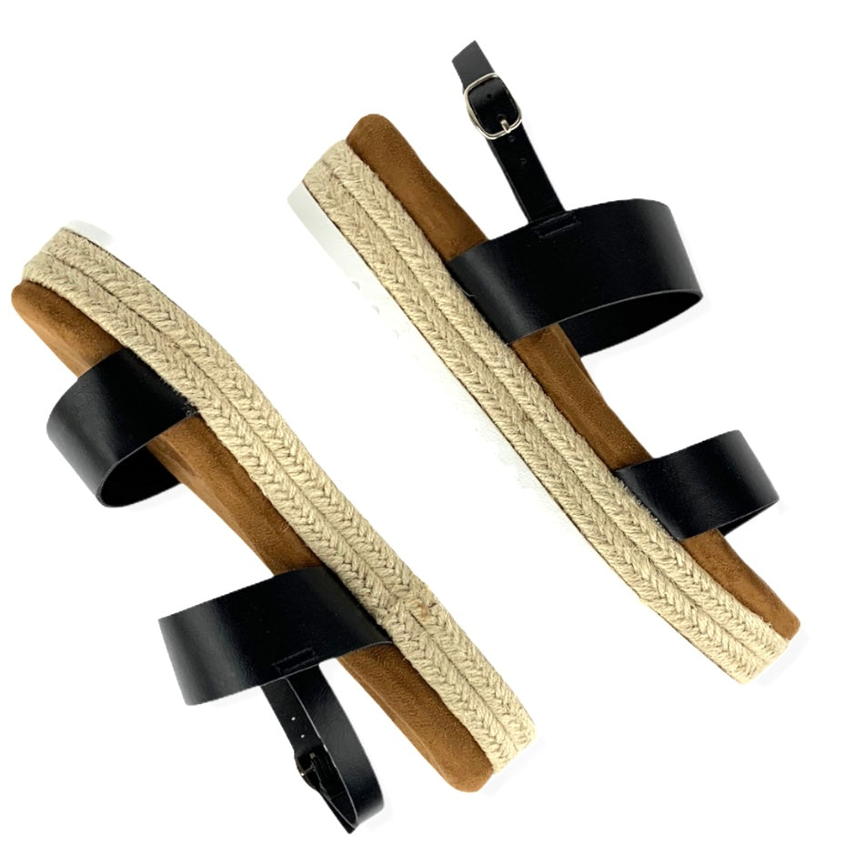 Black Comfort Round Toe Ankle Strap Espadrilles Women's Sandals