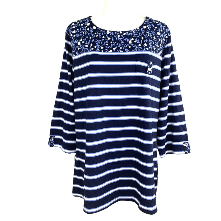 Blue/White Stripes ¾ Sleeve Plus Size Women's Sweaters