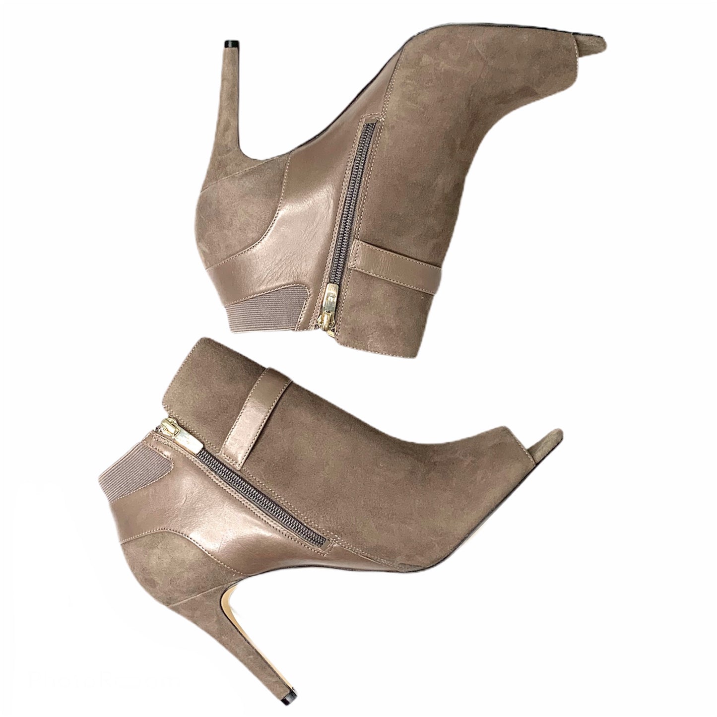 Brown Suede Peep Toe Stiletto Heel Size 11 M Booties Women's Ankle Boots