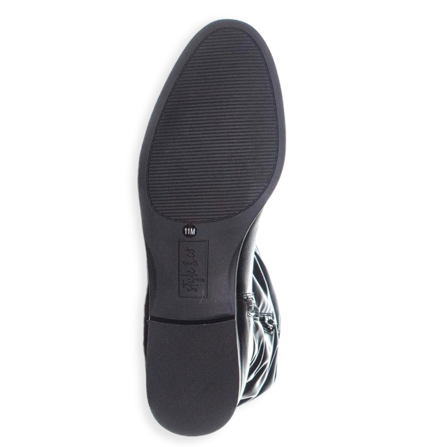 KELIMAEP Black Ruched Round Toe Zip Up Women's Riding Boots