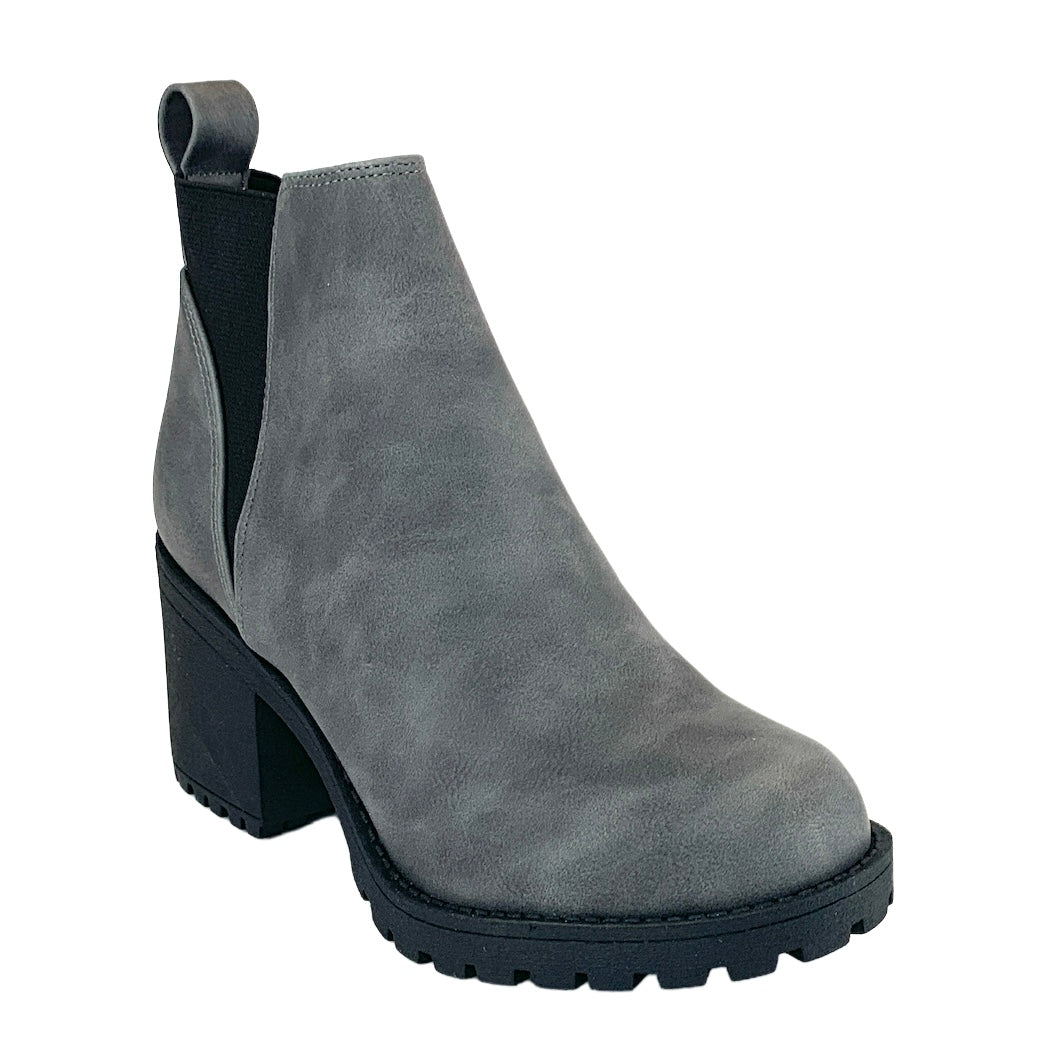 LIDO Women's Booties Block Heel Lug Sole Ankle Boots