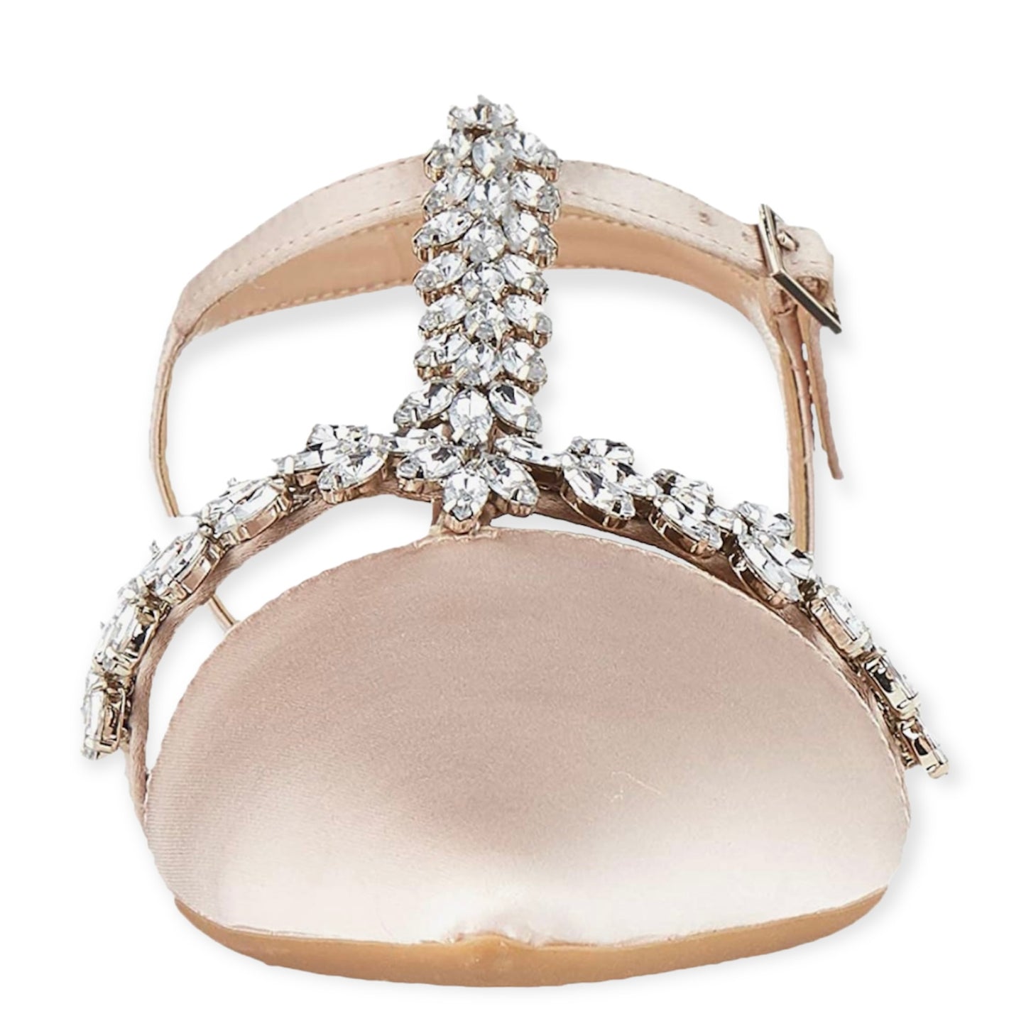RAE Champagne Satin Rhinestones Pointed Toe Size 8 Women's Flats