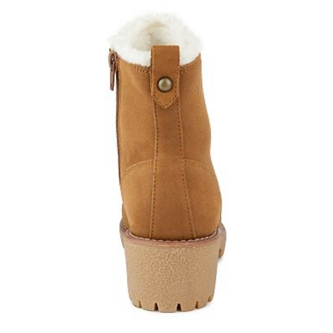 QUIZZER Women's Block Heel Shearling Combat Boot