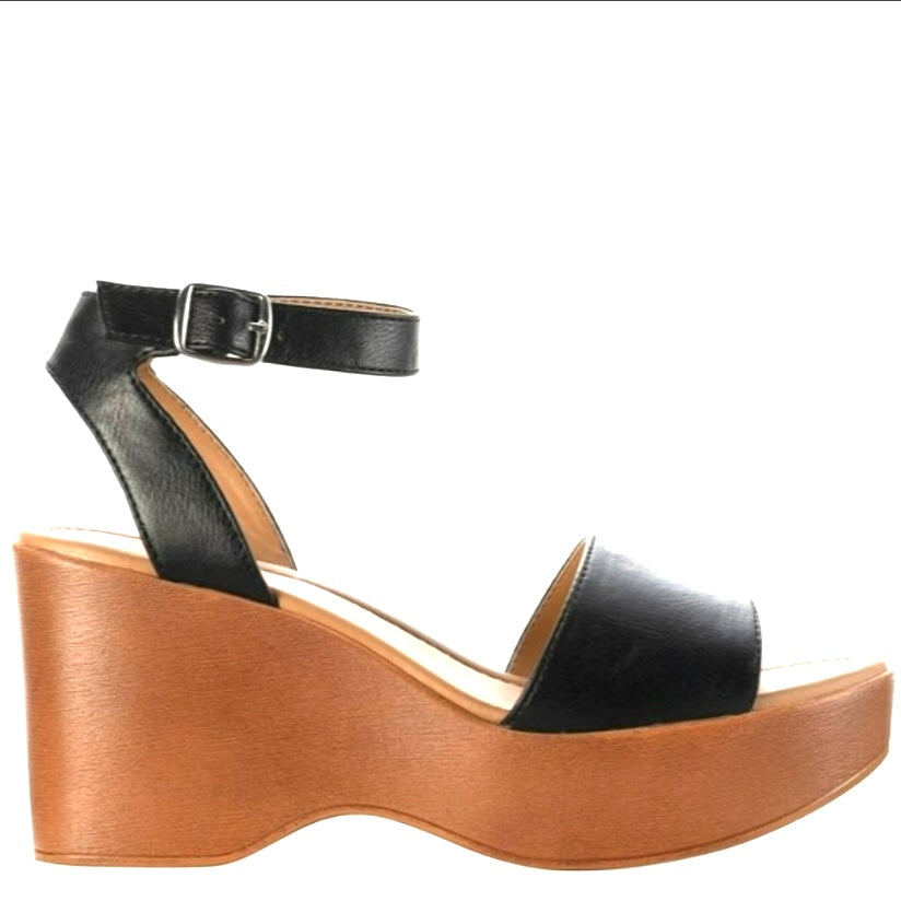 AUDREEYP Black Ankle Buckle Platform Size 8M Women's Sandals