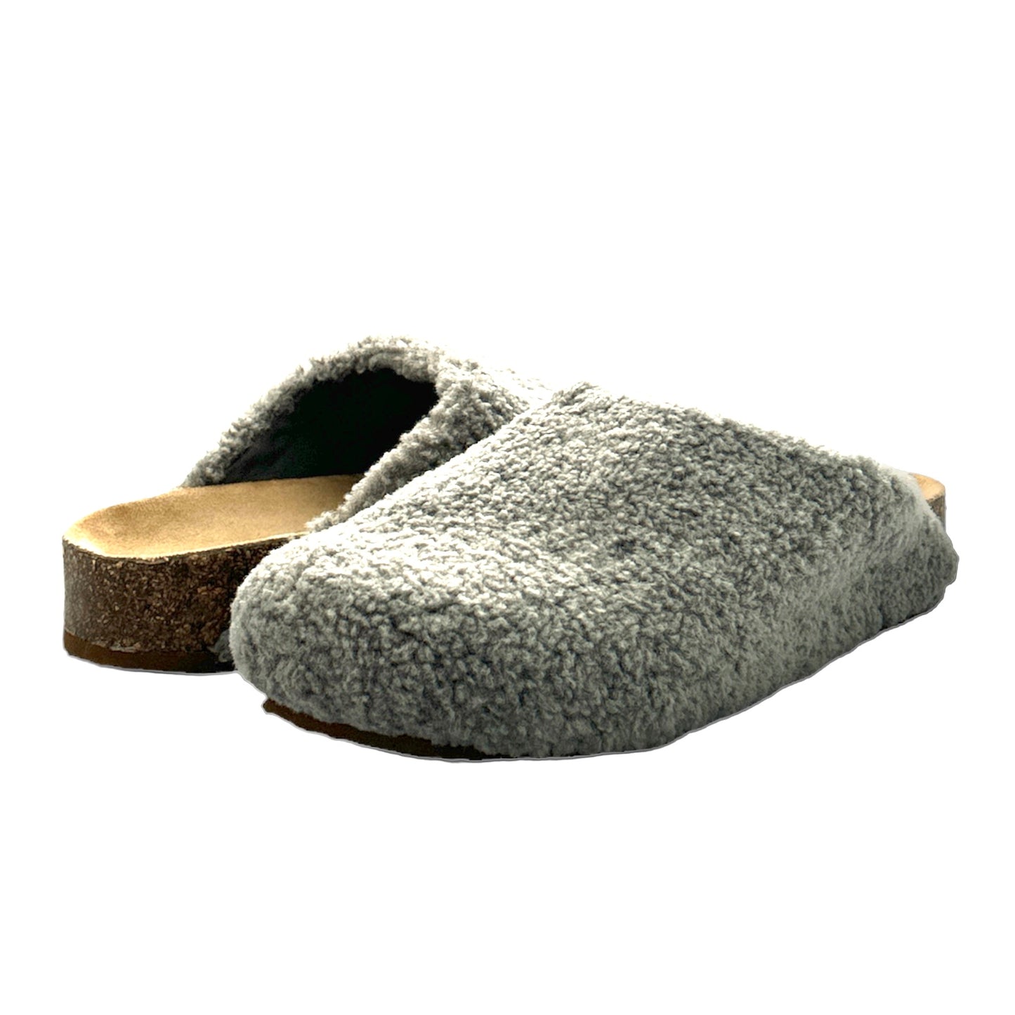 VESA Gray Faux Fur Slip On Round Toe Slipper Women's Clogs