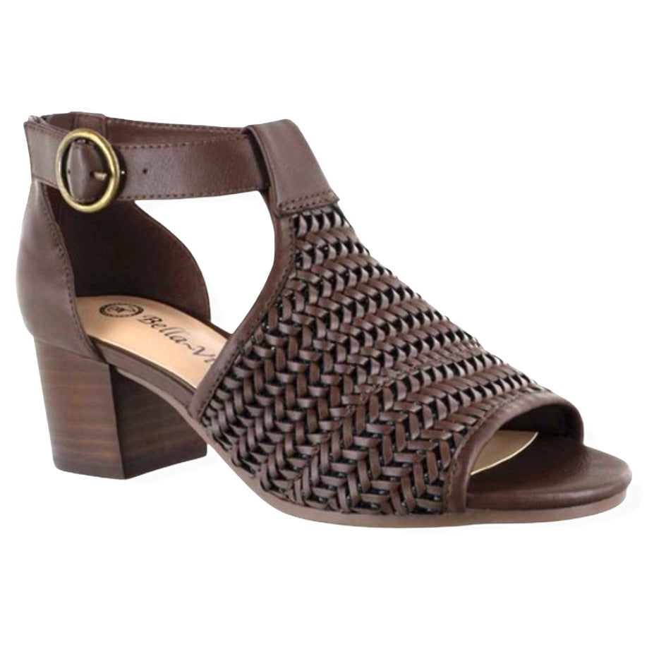 Ripley II Brown Faux Leather Block Heel Size 10M Ankle Strap Women's Sandals
