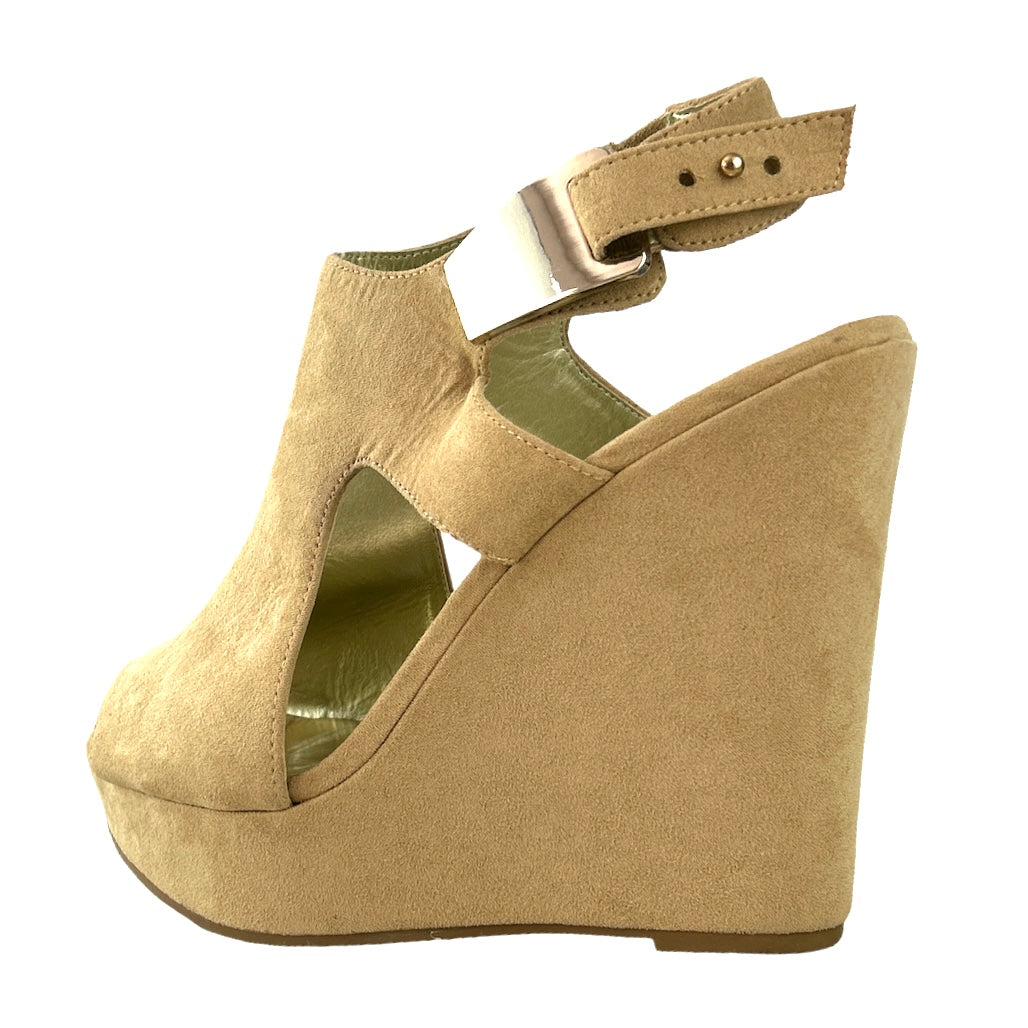 MALOR Beige Round Toe Platform Size 9M Women's Wedge Sandals