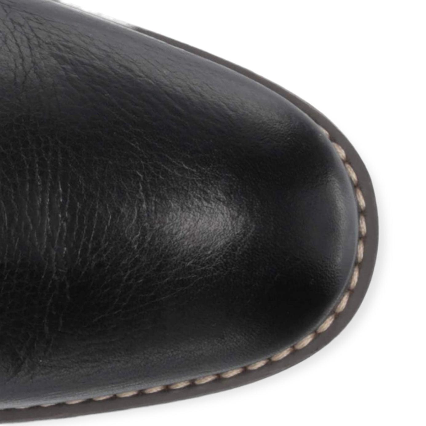 Meyer High Shaft Black Leather Back zipper Almond Toe Women's Boots