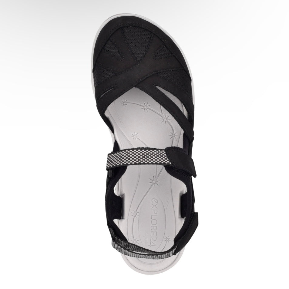 ESPLASH Black Comfort Flats Round Toe Size 11 M Women's Hiking Sandals