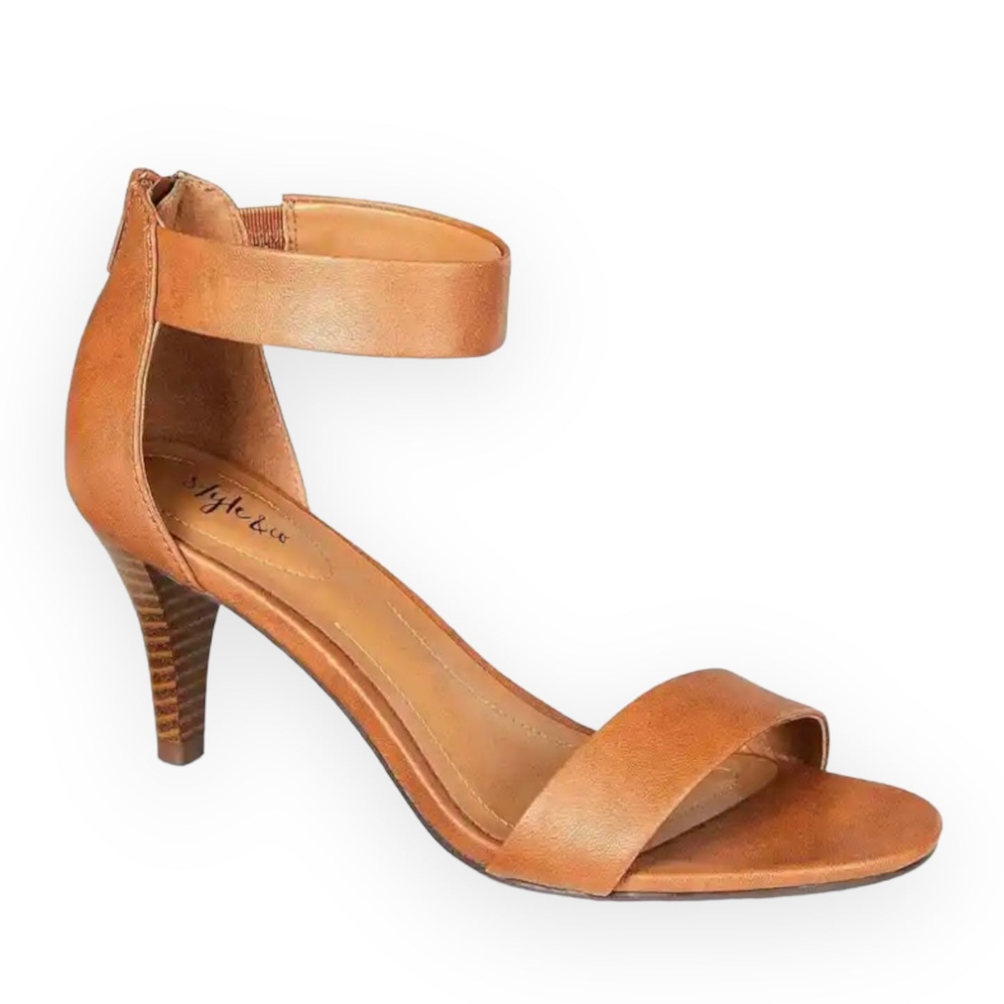 PAYCEE Tan Open Toe Ankle Strap Cone Heel Size 9.5 M Women's Sandals