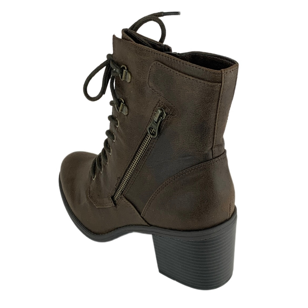 DORIAN Lace Up/Zip Block Heel Ankle Boots Women's Booties Combat