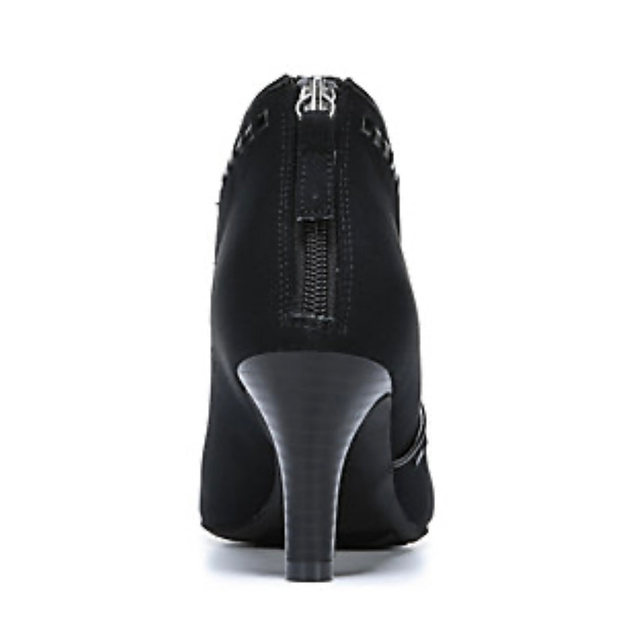 GIADA Comfort Black Suede Pointed Toe Booties Women's Ankle Boots