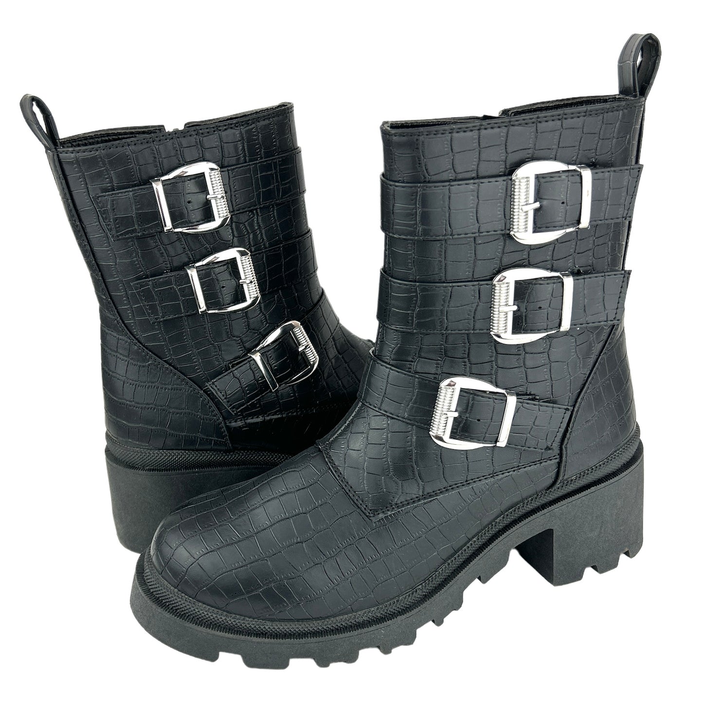 FILO Women's Lug Sole Croc Embossed Combats Boots