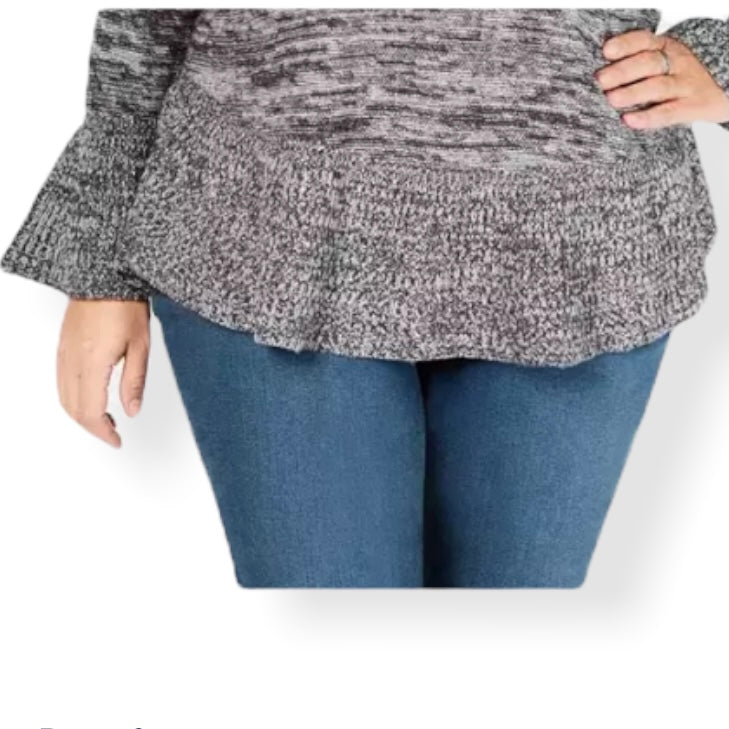 Long Sleeve Gray Bateau Neck Plus Size 3X Women's Sweaters