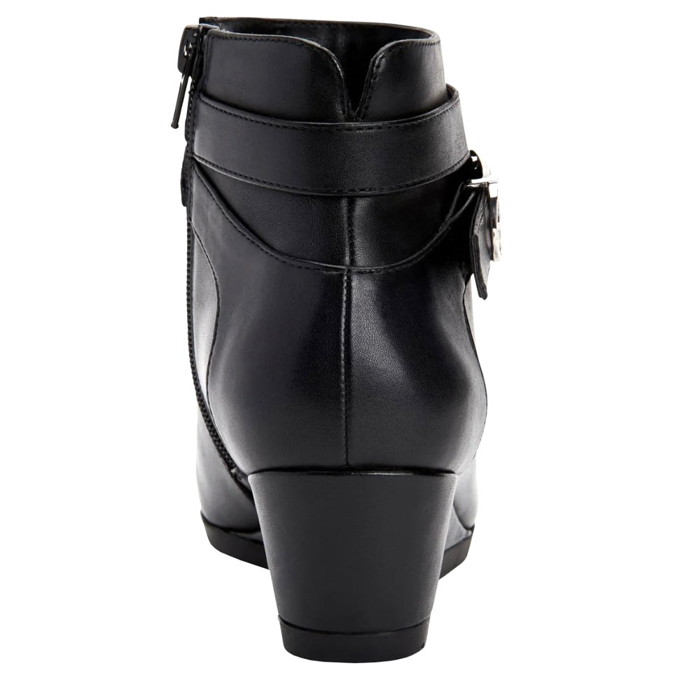 CHERUBP Black Comfort Zip Up Booties Wedge Heel Women's Ankle Boots