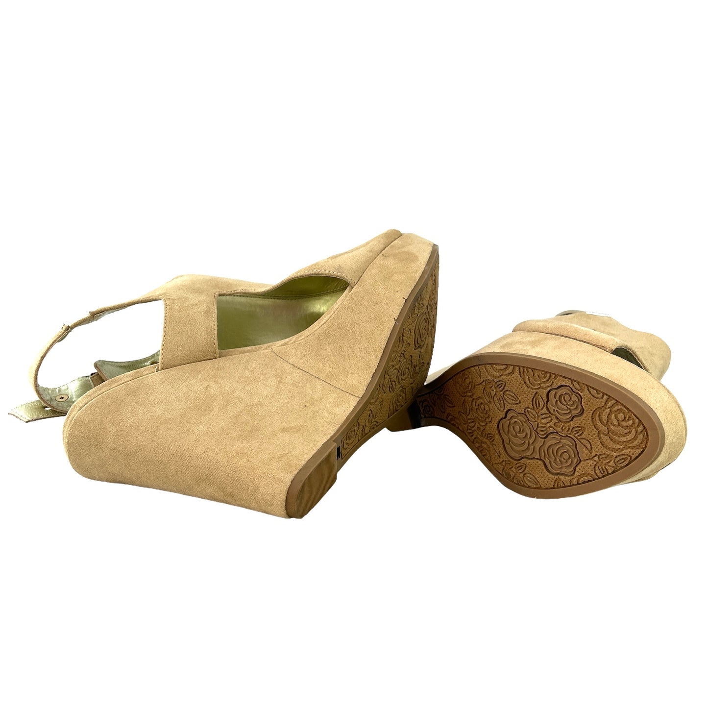 MALOR Beige Round Toe Platform Size 9M Women's Wedge Sandals