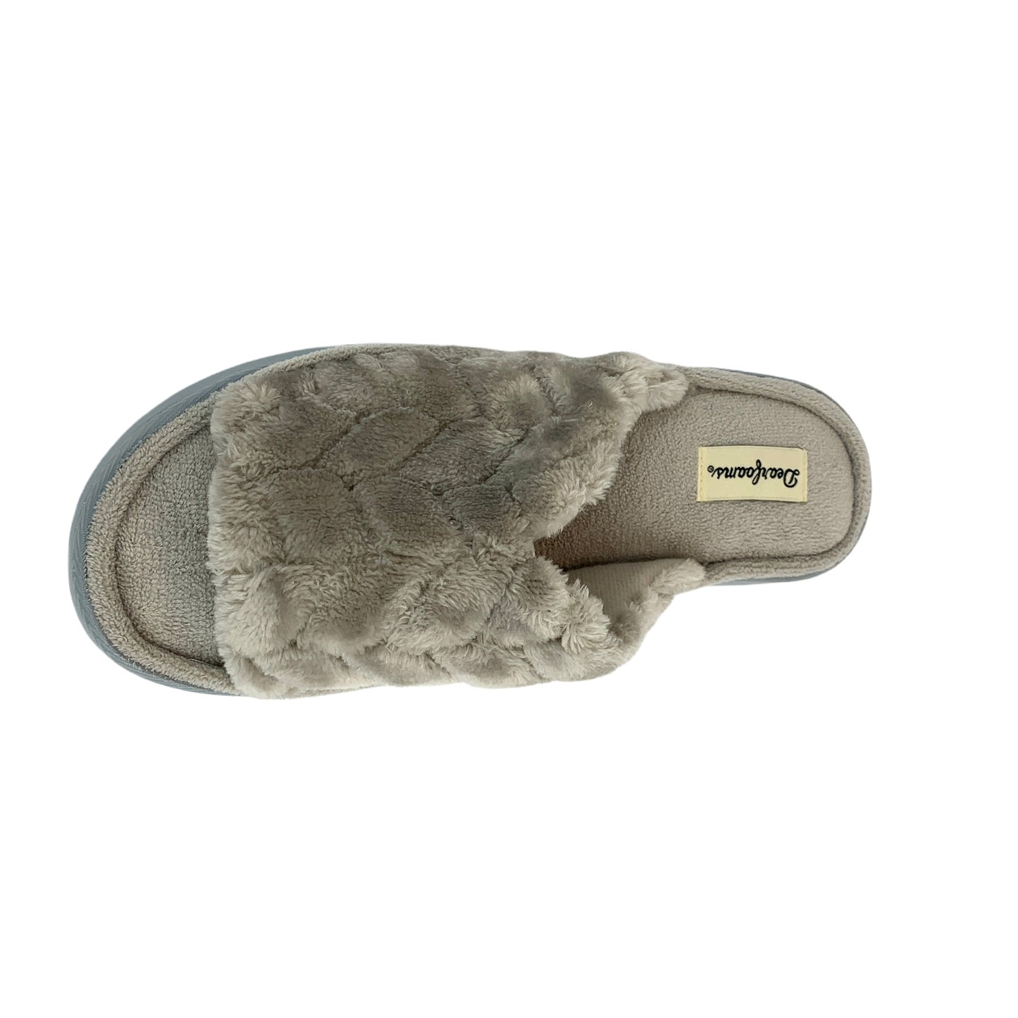Gray Fuzzy Furry Memory Foam Slip On Open Toe Women's Slippers