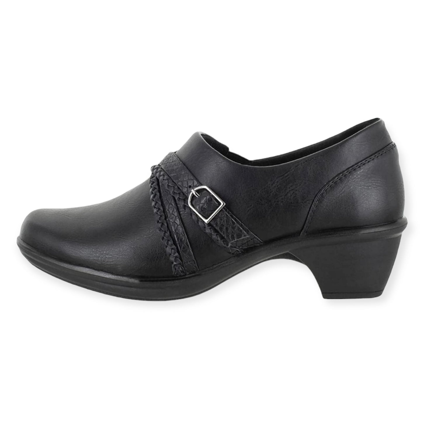 TITAN Black Comfort Padded Slip On Size 9N Block Heel Women's Clogs