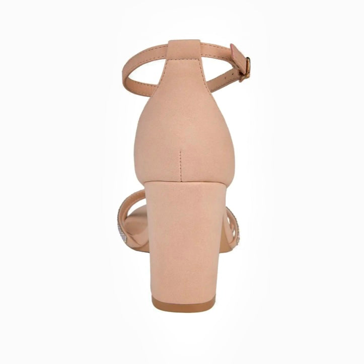 DENALI Nude Round Open Toe Block Heels Size 7 Women's Sandals