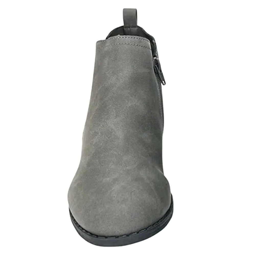 CADEE Gray Round Toe Zip Up Low Cup Booties Women's Ankle Boots
