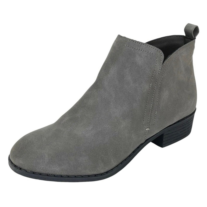 CADEE Gray Round Toe Zip Up Low Cup Booties Women's Ankle Boots