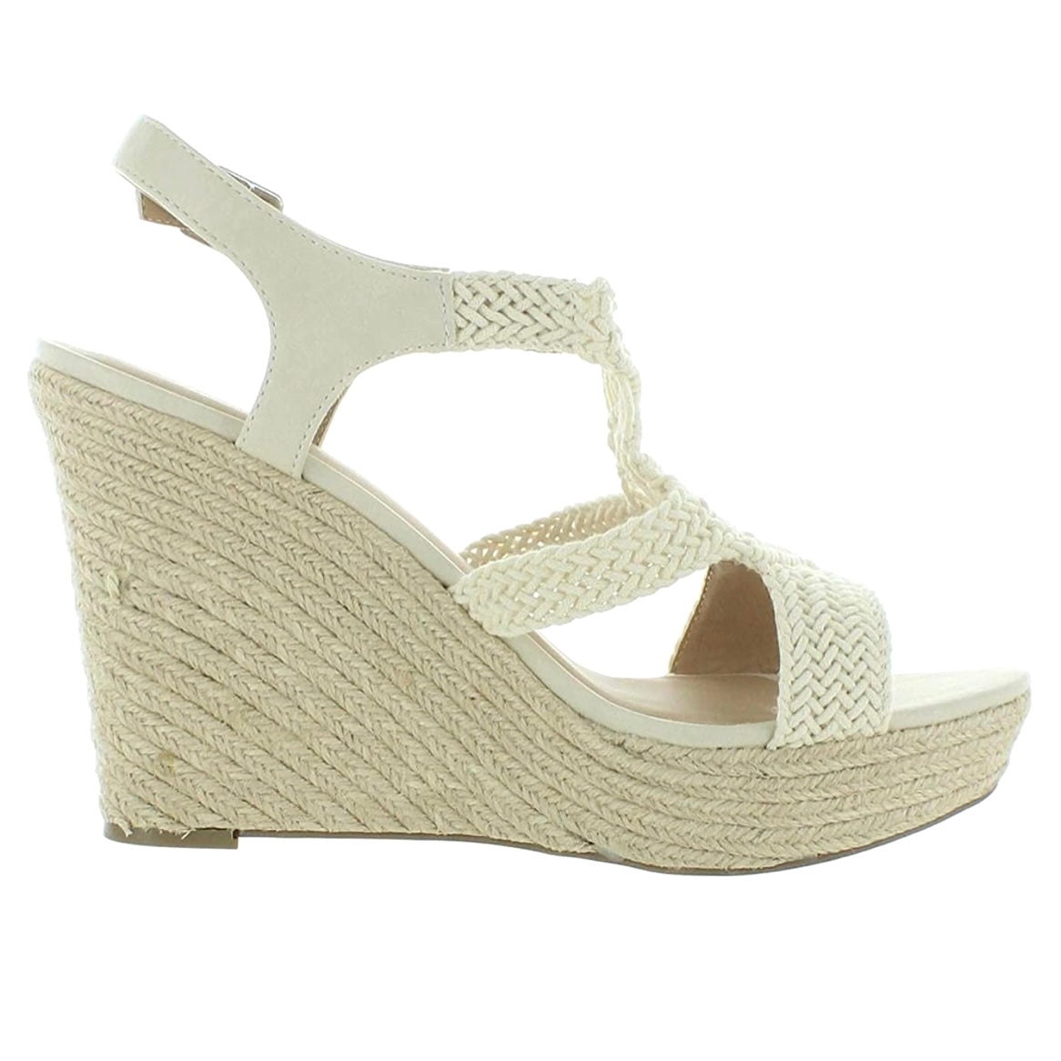 ESMEF Ivory Woven Wedge Espadrille Heel Platform Size 9M Women's Sandals