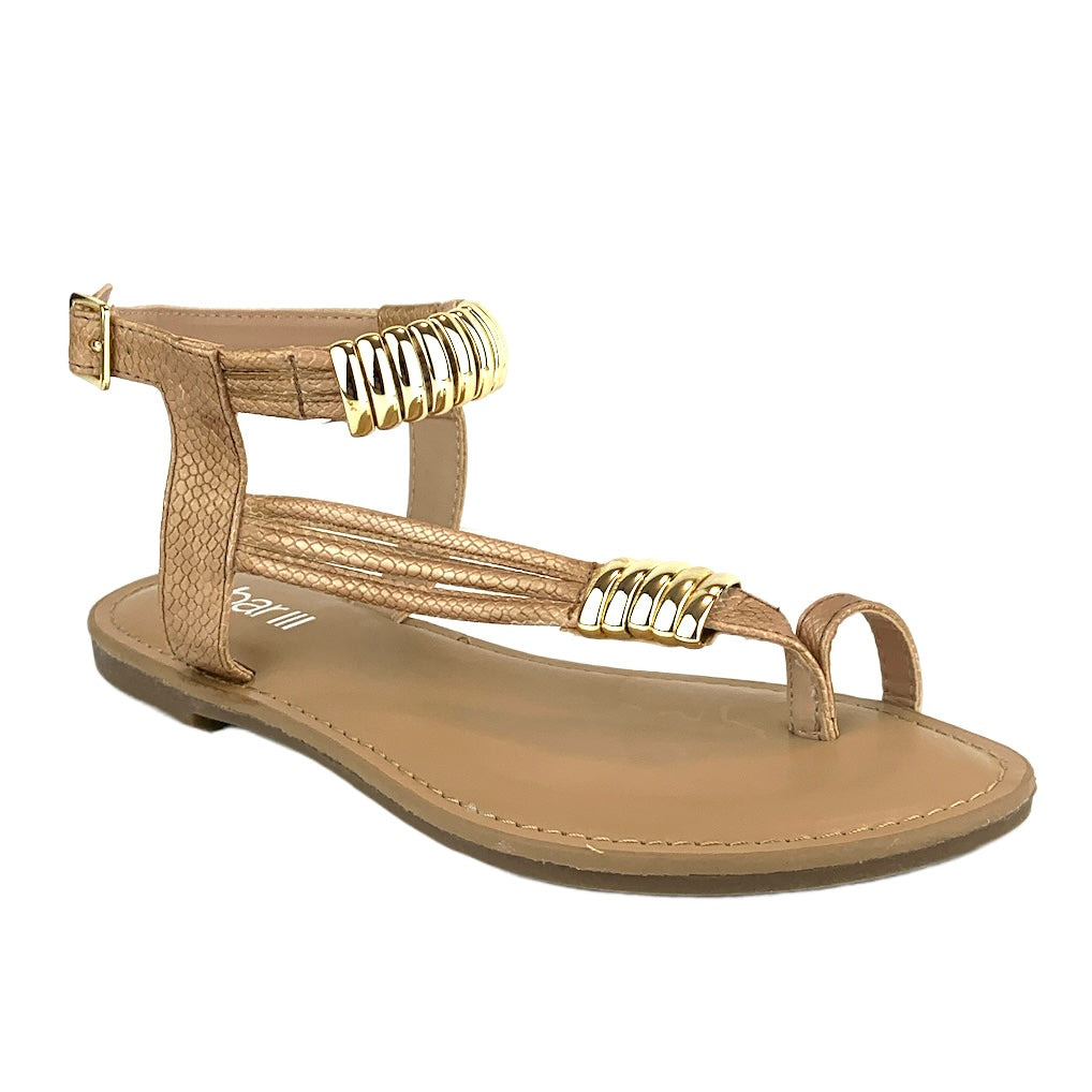 VELLAP Blush Ankle Strap Toe Ring Size 6M Flats Women's Sandals