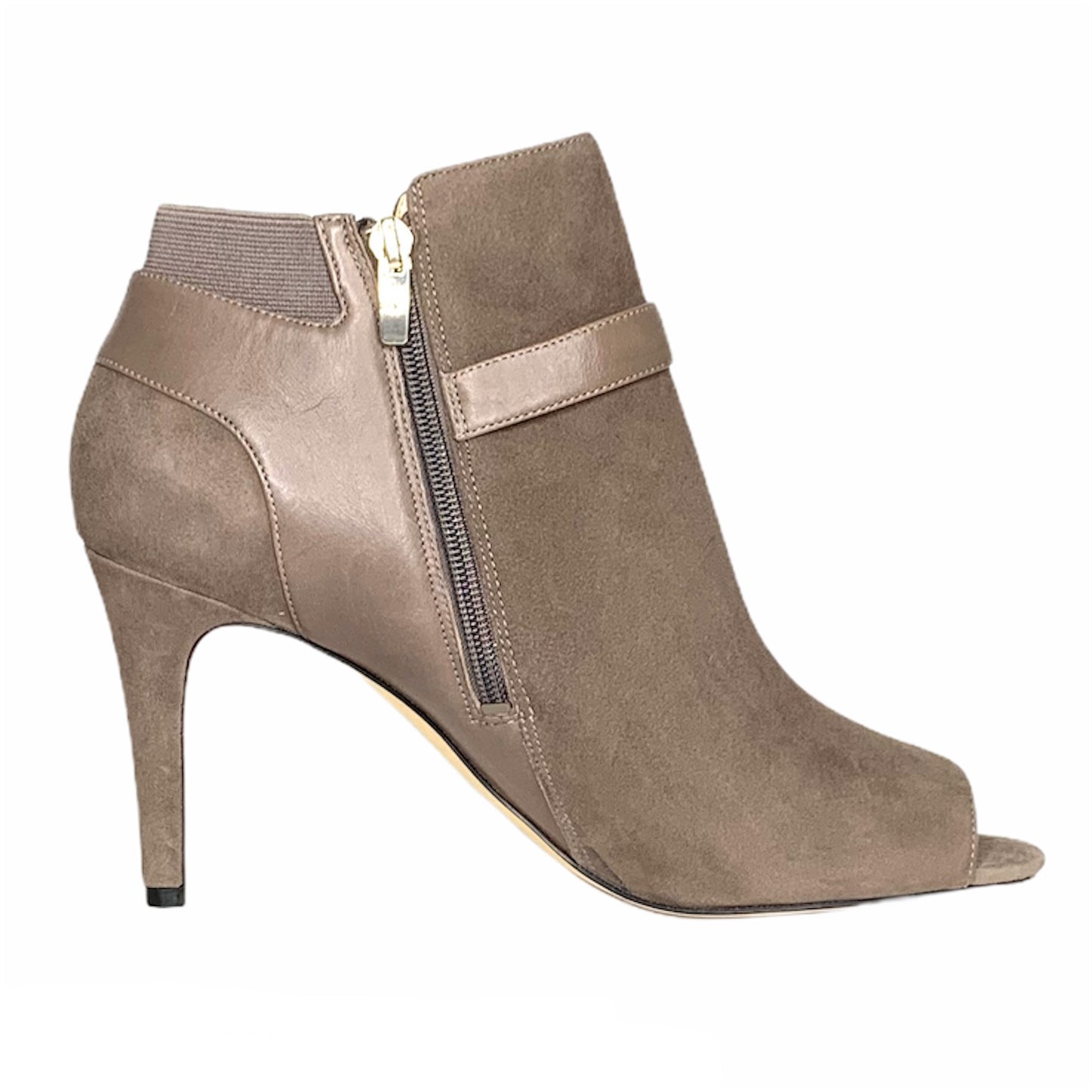 Brown Suede Peep Toe Stiletto Heel Size 11 M Booties Women's Ankle Boots