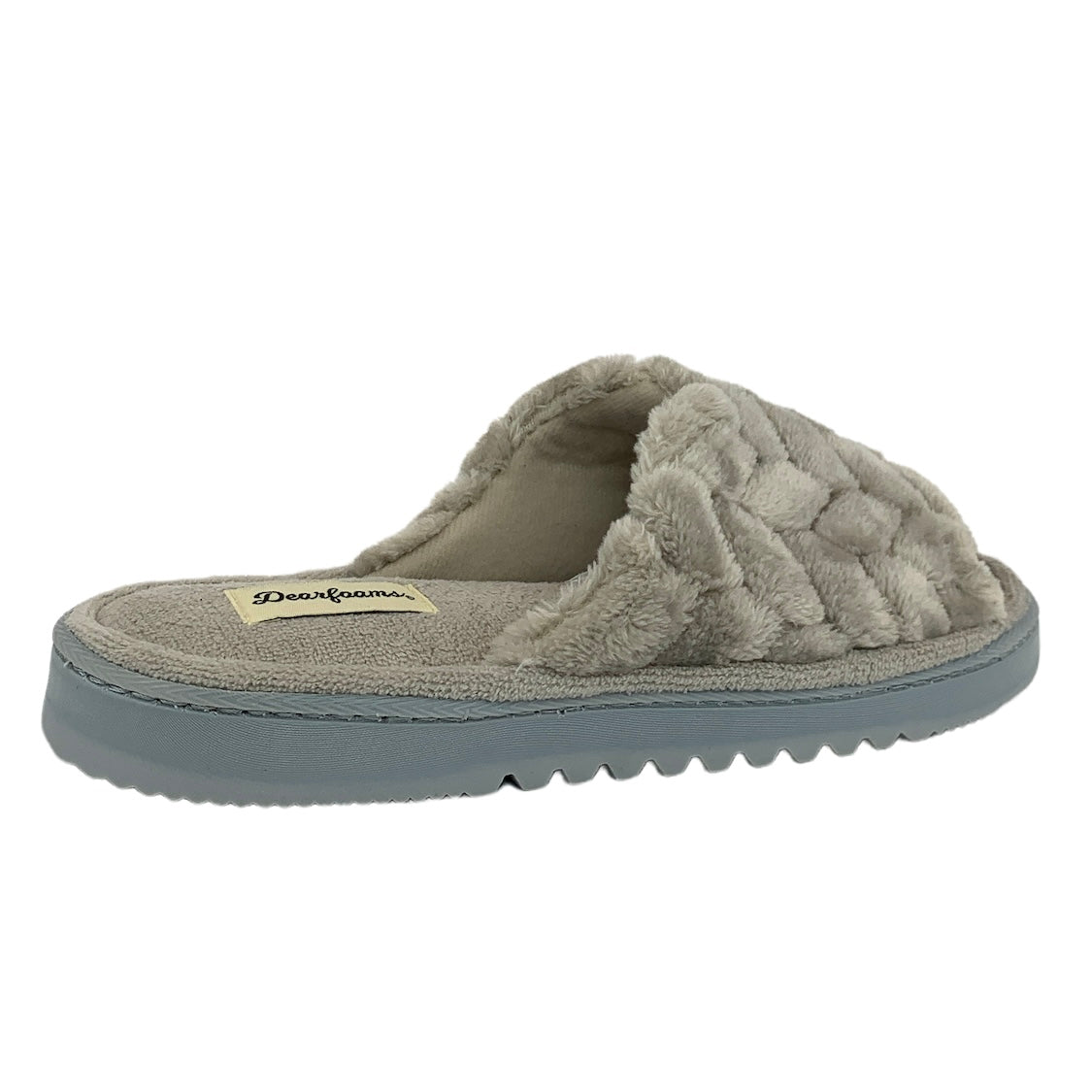 Gray Fuzzy Furry Memory Foam Slip On Open Toe Women's Slippers