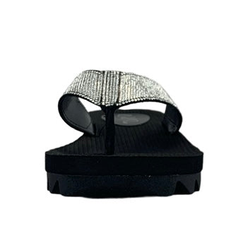 KALABASAS Comfort Black Size 9.5M Slip On Thong Women's Wedge Sandals