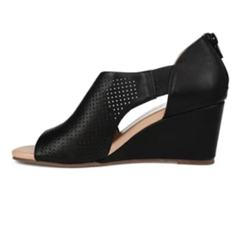 ARETHA Black Wedge Heels Women's Sandals Size 9