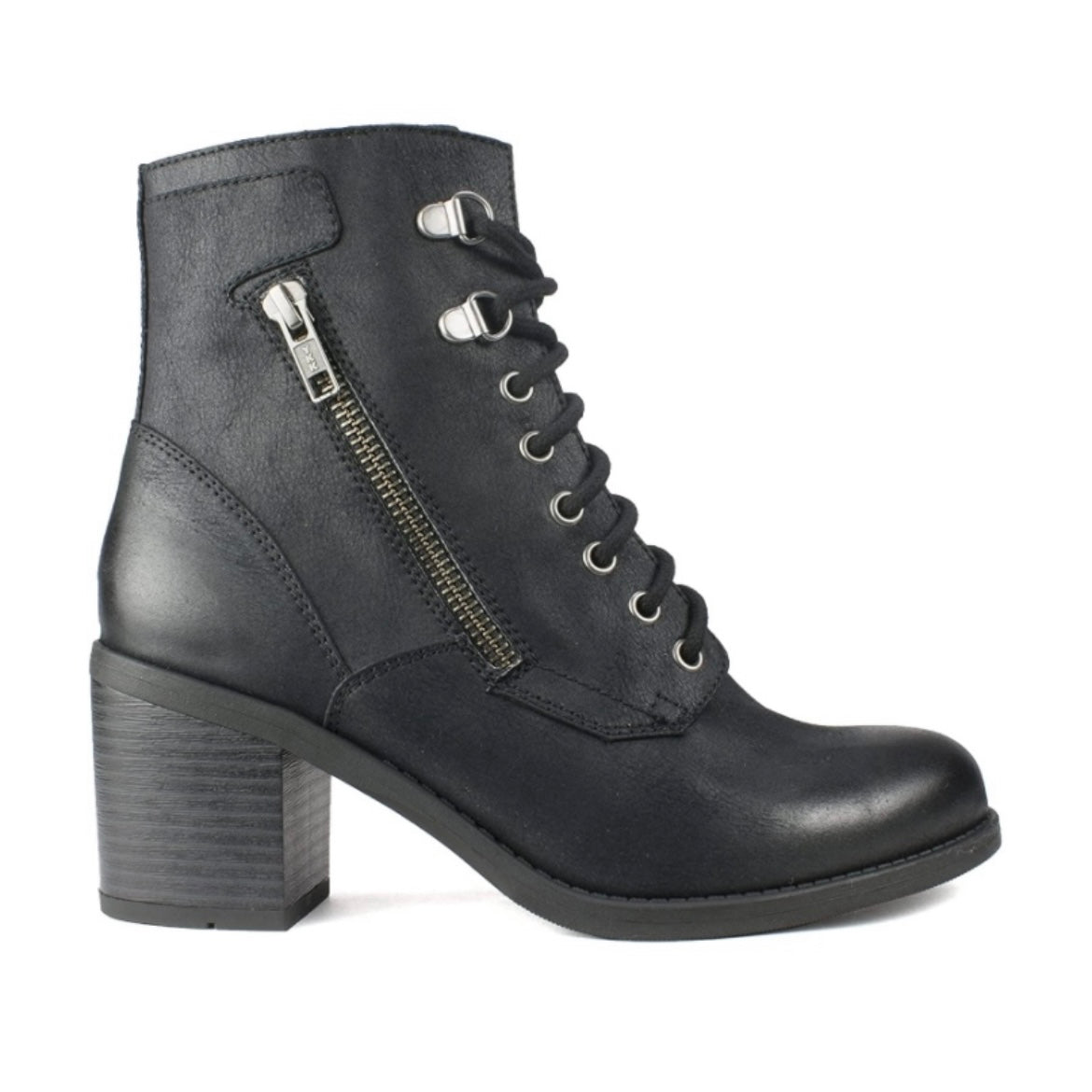 DORIAN Lace Up/Zip Block Heel Ankle Boots Women's Booties Combat